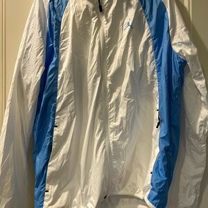 Men's Michael Jordan Carolina blue hooded windbreaker.